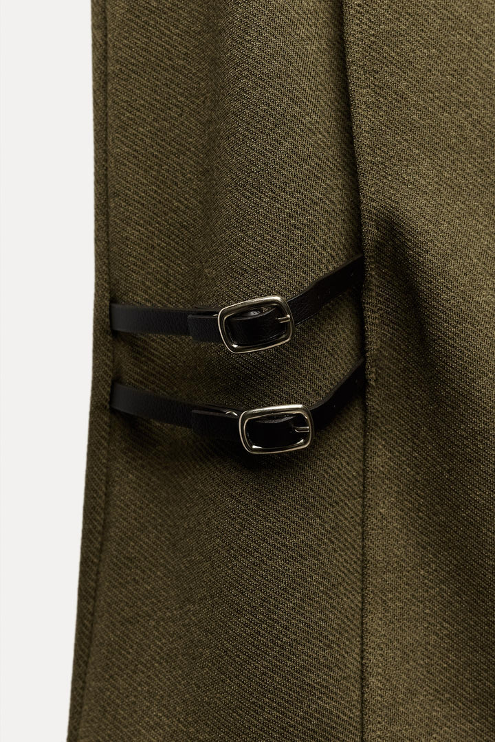ZARA BUCKLE TWILL WRAP TOP