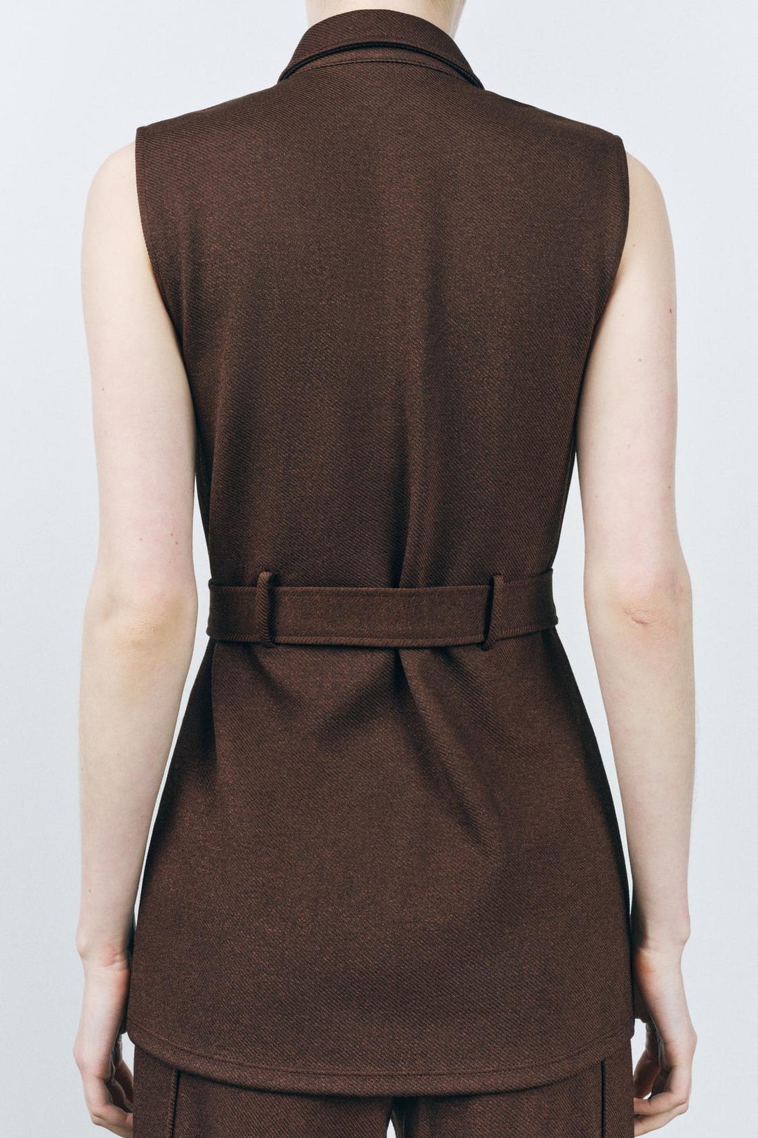 ZARA TWILL BELTED VEST