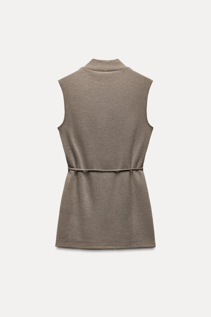 ZARA SOFT PIQUÉ MOCK NECK TOP