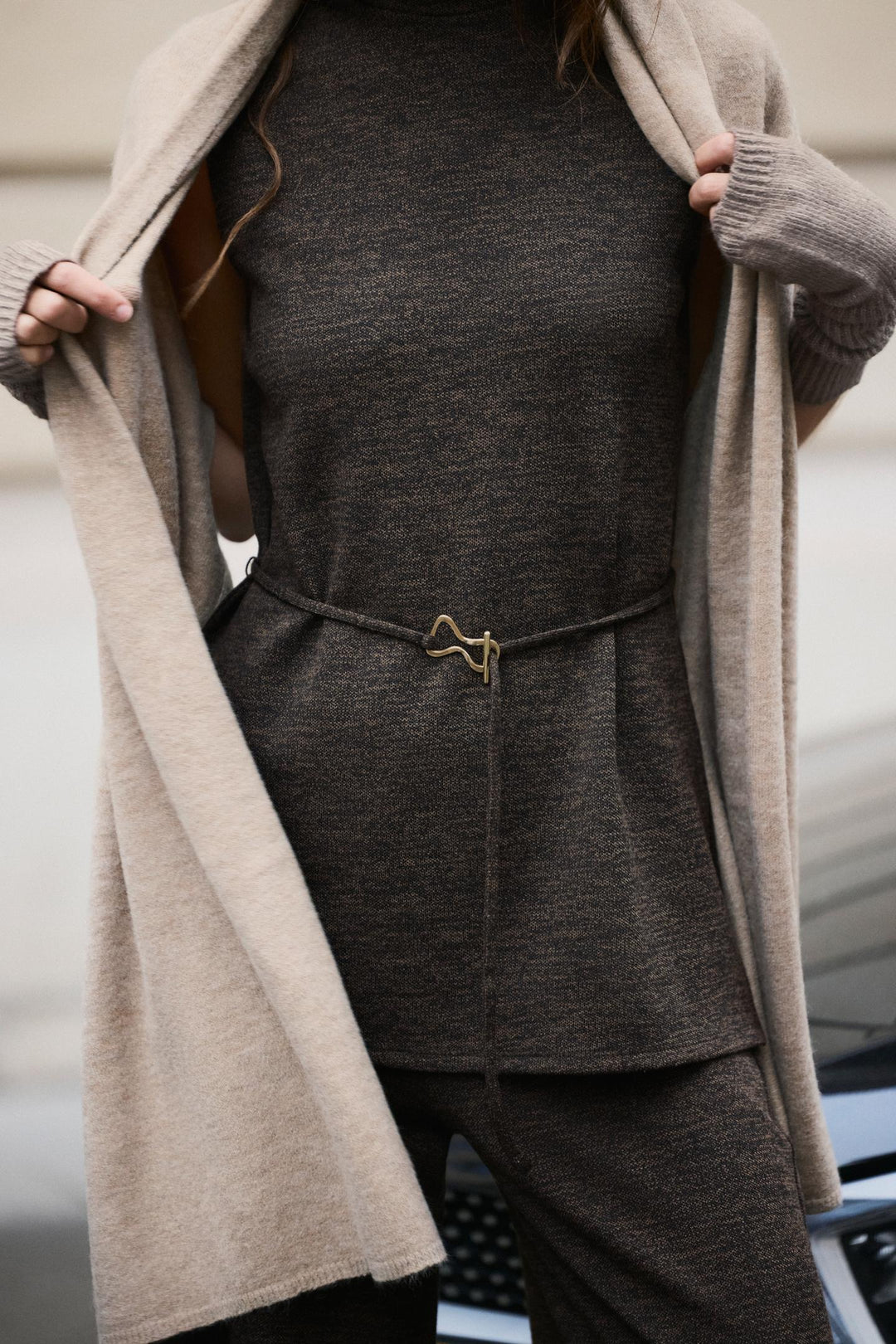ZARA SOFT PIQUÉ MOCK NECK TOP