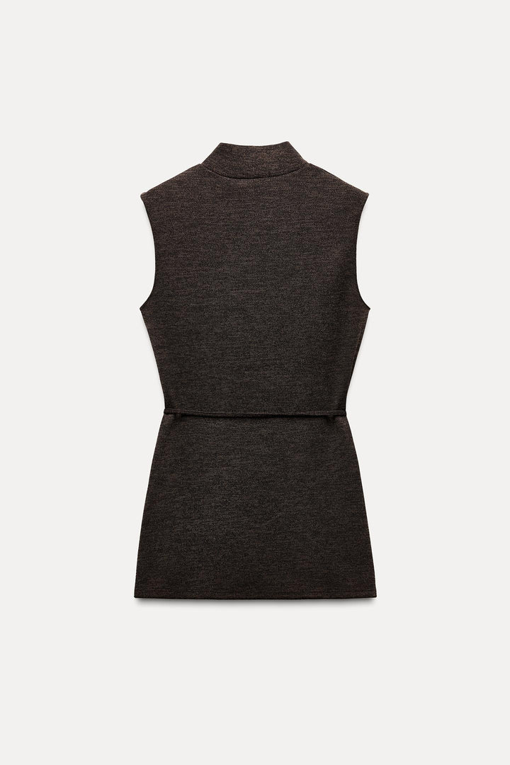 ZARA SOFT PIQUÉ MOCK NECK TOP