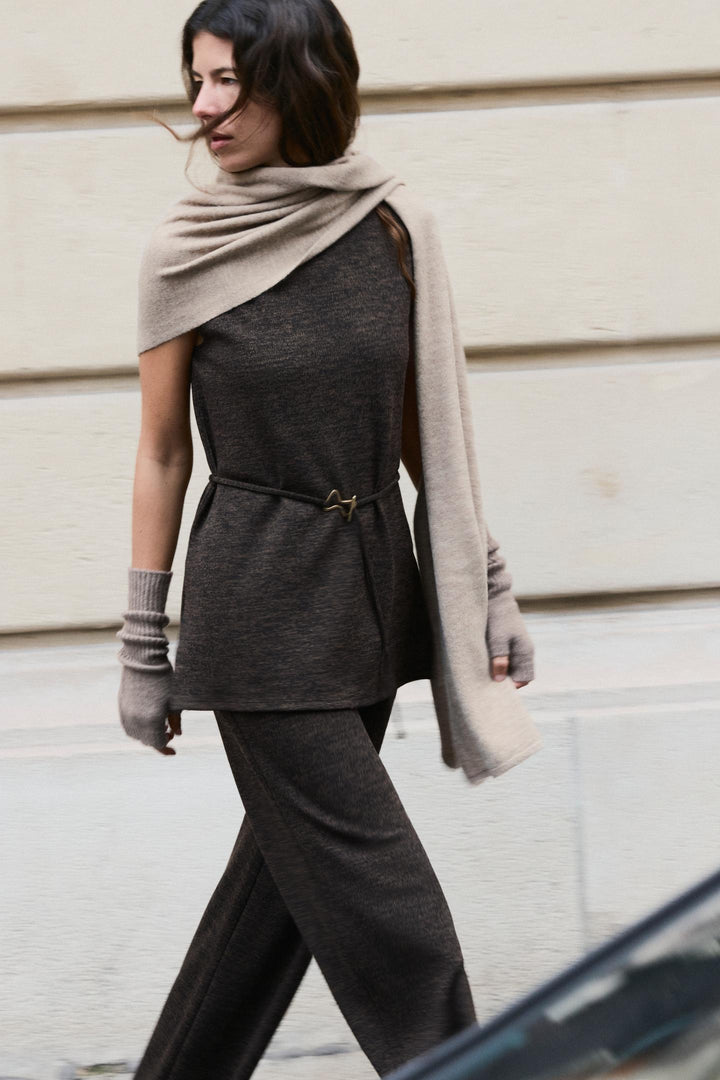 ZARA SOFT PIQUÉ MOCK NECK TOP