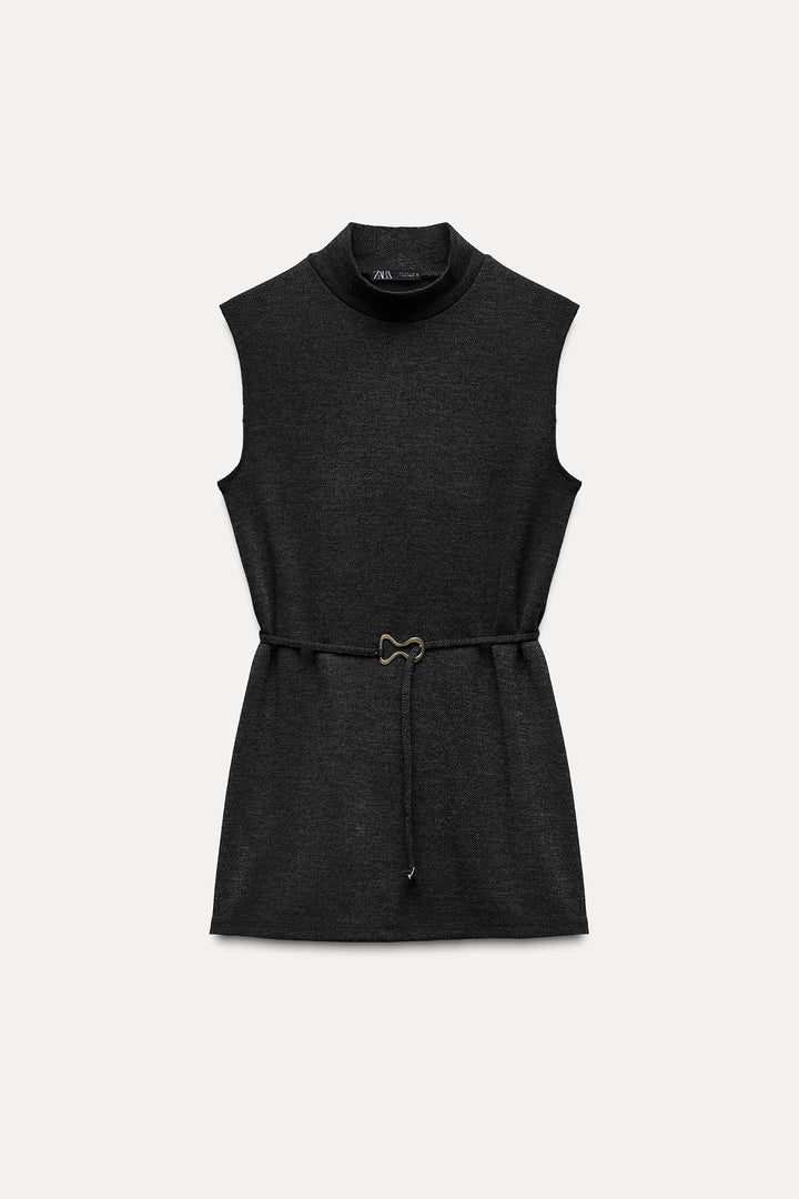 ZARA SOFT PIQUÉ MOCK NECK TOP