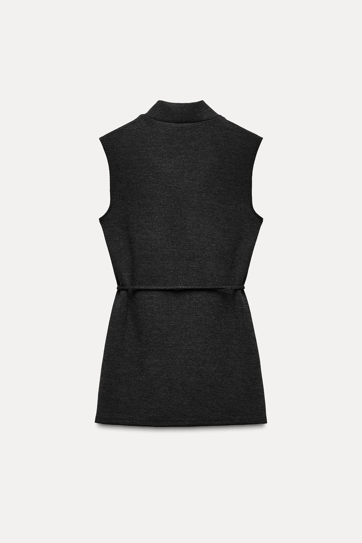 ZARA SOFT PIQUÉ MOCK NECK TOP