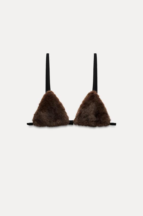 Zara FAUX FUR BRALETTE LIMITED EDITION