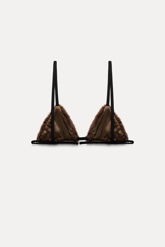 Zara FAUX FUR BRALETTE LIMITED EDITION