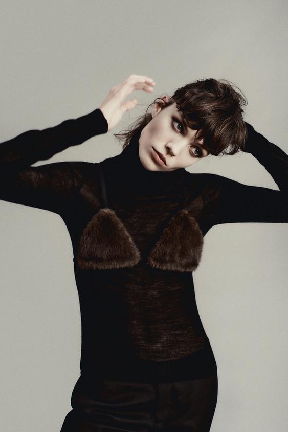 Zara FAUX FUR BRALETTE LIMITED EDITION