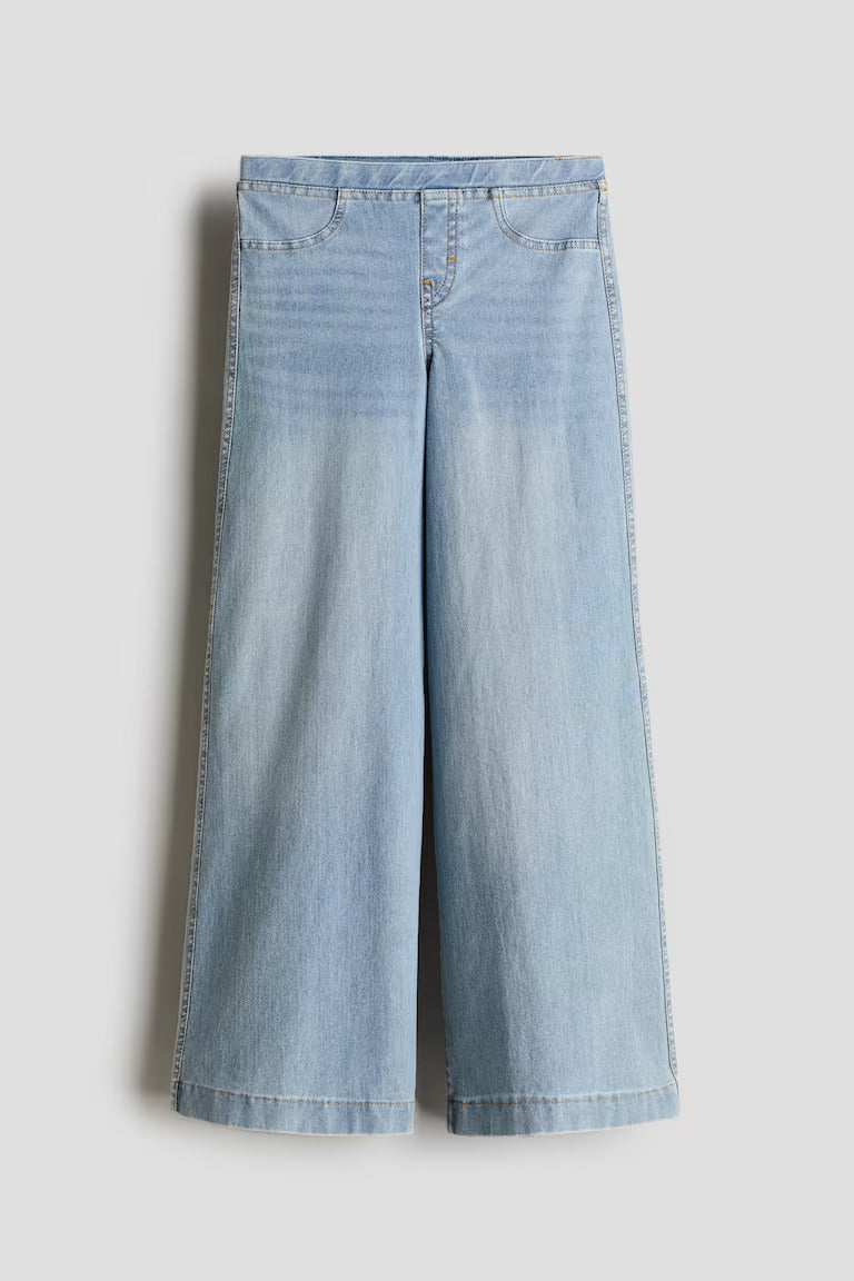 H&M Wide-Leg Denim-Look Pants