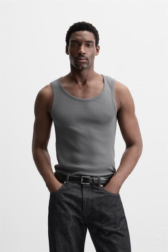 Zara BASIC RIBBED TANK TOP
