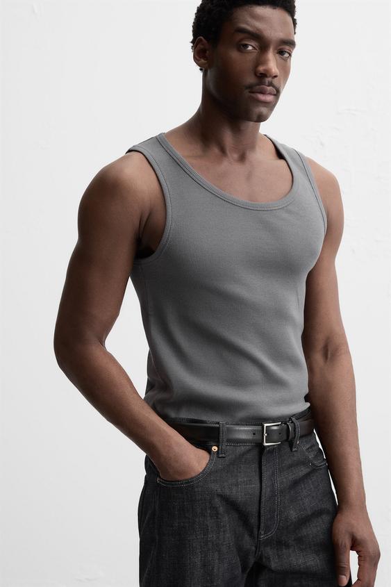 Zara BASIC RIBBED TANK TOP