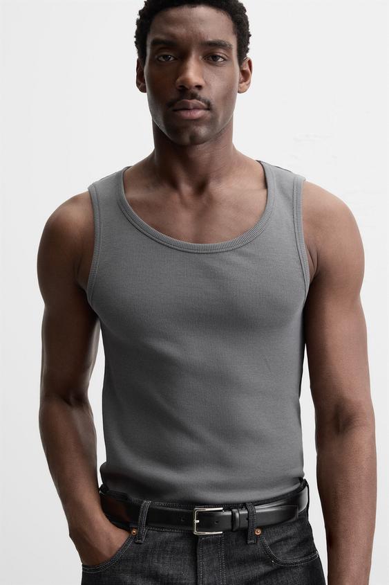 Zara BASIC RIBBED TANK TOP
