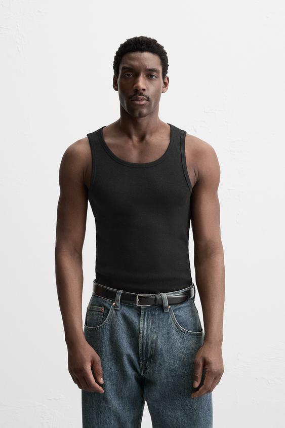 Zara BASIC RIBBED TANK TOP
