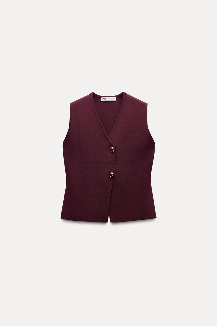 ZARA BUTTONED KNIT VEST
