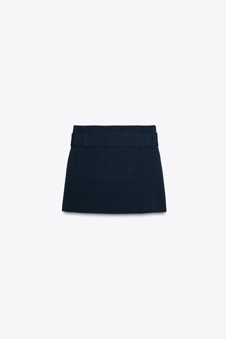 ZARA BELTED KNIT MINI SKIRT