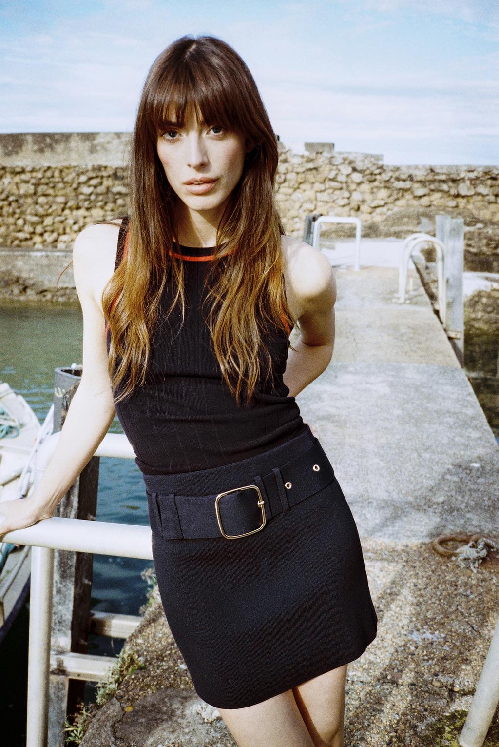 ZARA BELTED KNIT MINI SKIRT