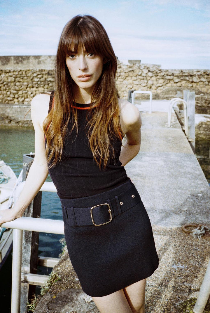 ZARA BELTED KNIT MINI SKIRT
