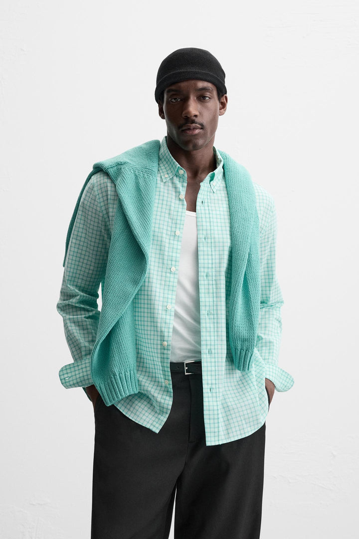ZARA TEXTURED PLAID SHIRT