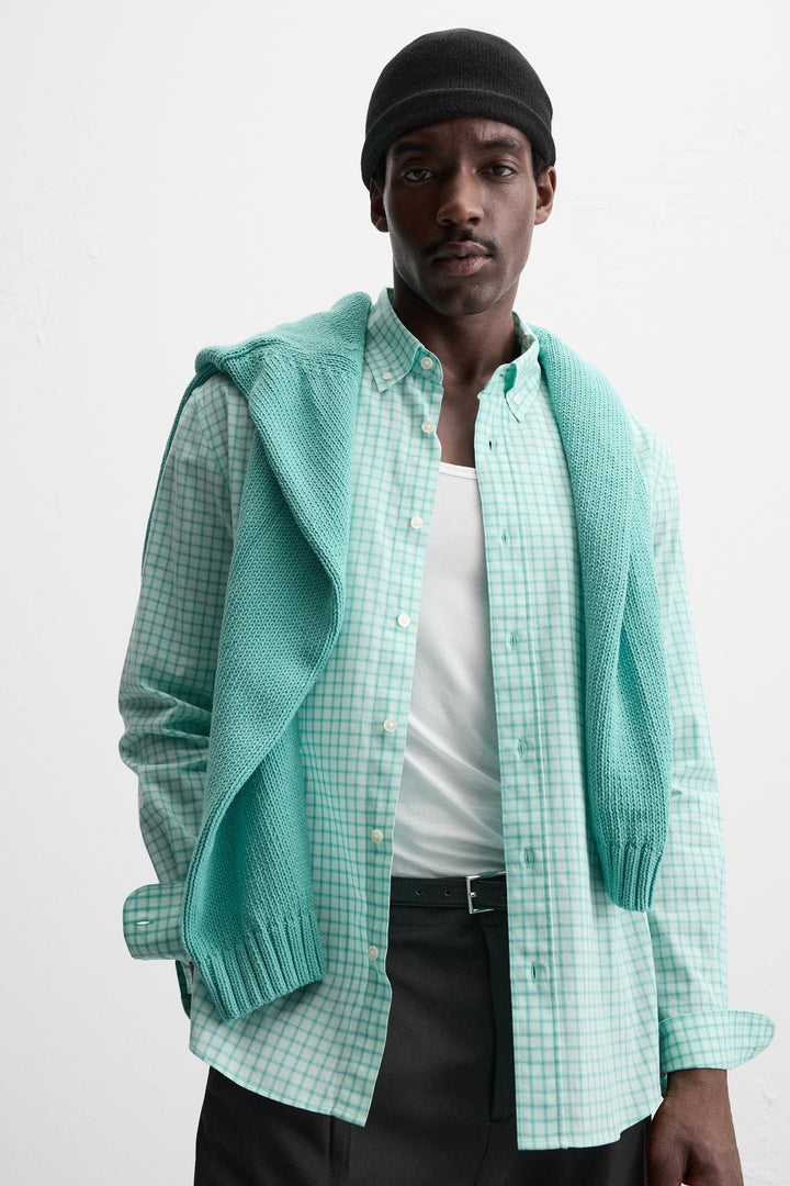 ZARA TEXTURED PLAID SHIRT