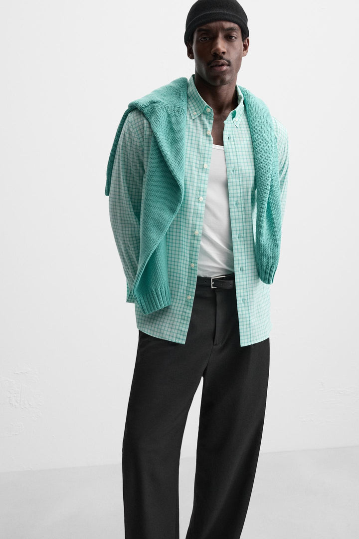 ZARA TEXTURED PLAID SHIRT