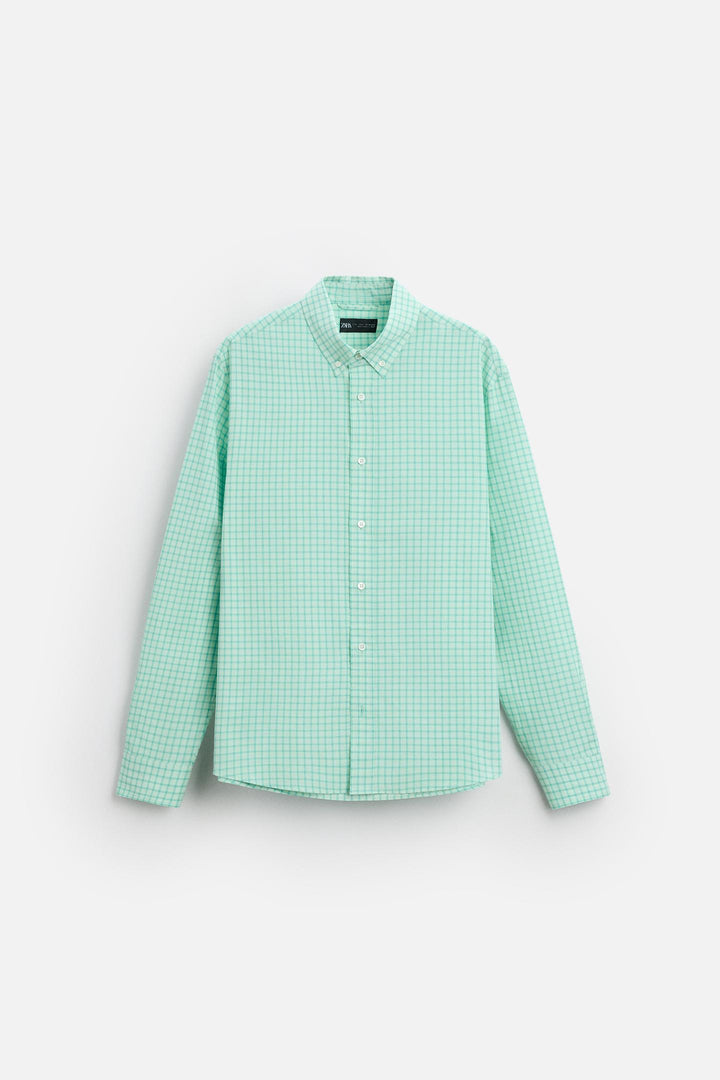 ZARA TEXTURED PLAID SHIRT