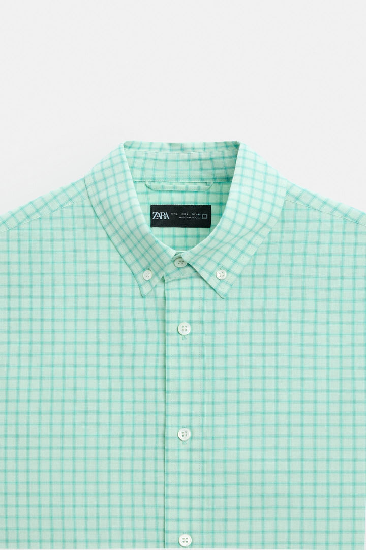 ZARA TEXTURED PLAID SHIRT