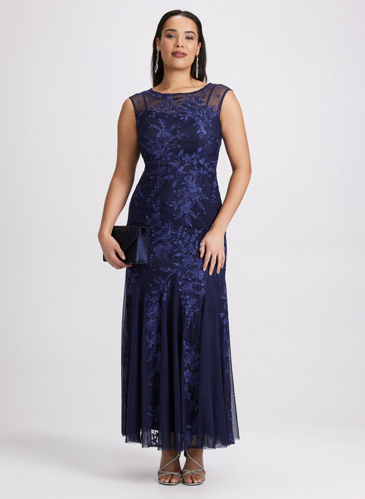 LAURA Floral Embroidered Tulle Dress
