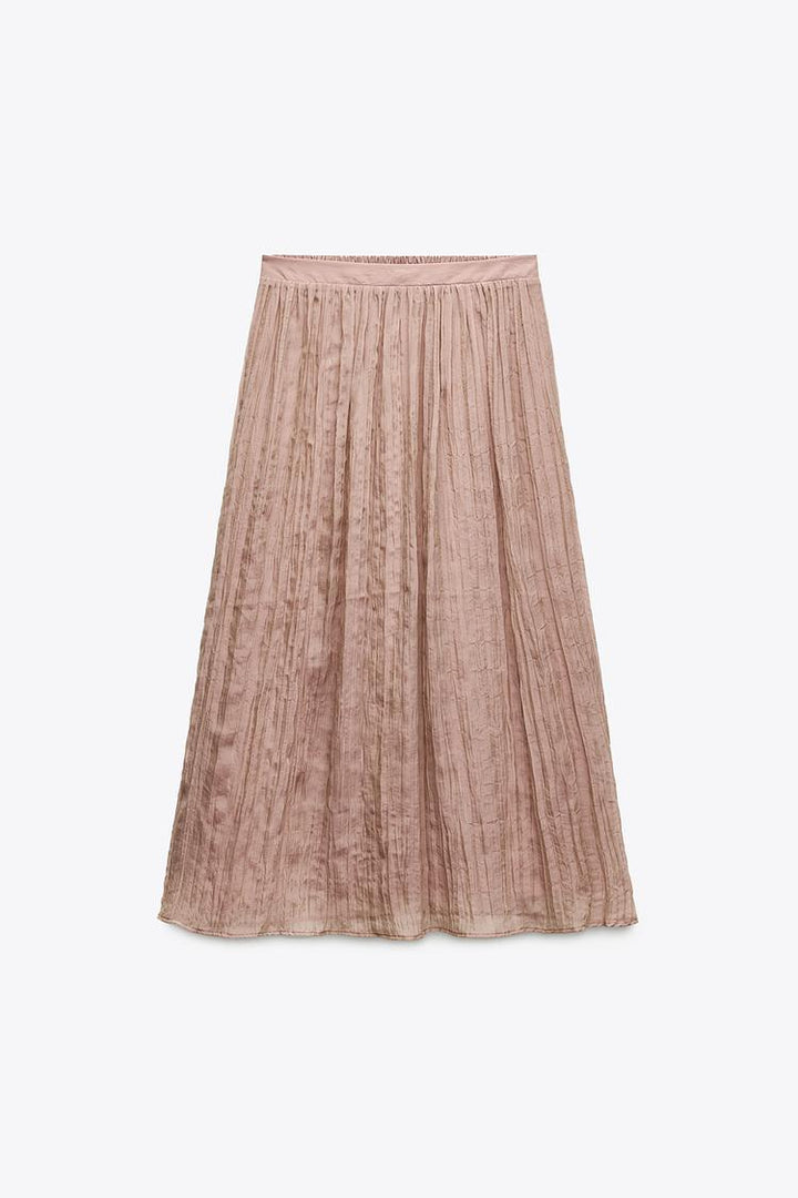 ZARA WRINKLED EFFECT MIDI SKIRT