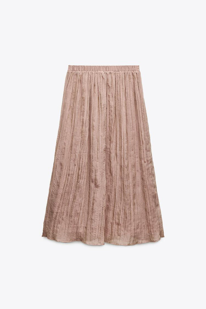 ZARA WRINKLED EFFECT MIDI SKIRT