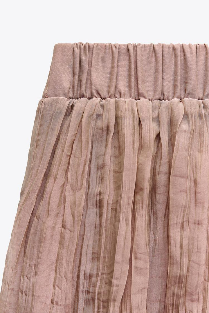 ZARA WRINKLED EFFECT MIDI SKIRT