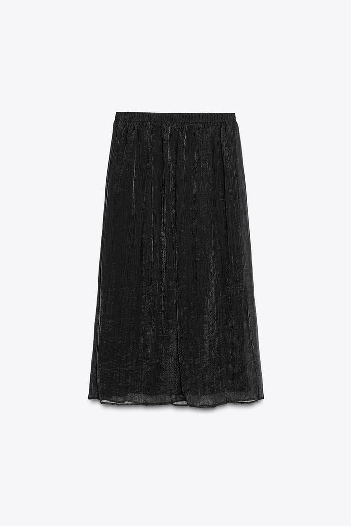 ZARA WRINKLED EFFECT MIDI SKIRT