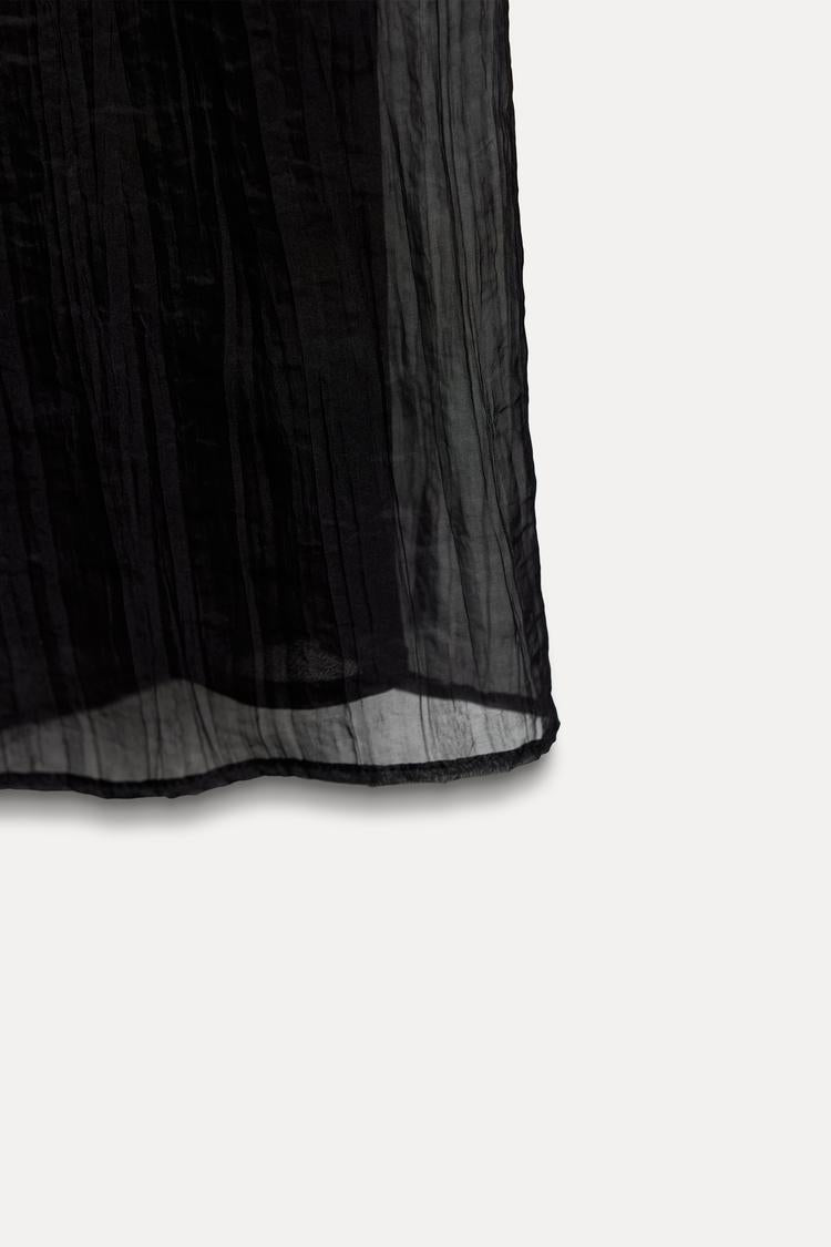 ZARA WRINKLED EFFECT MIDI SKIRT