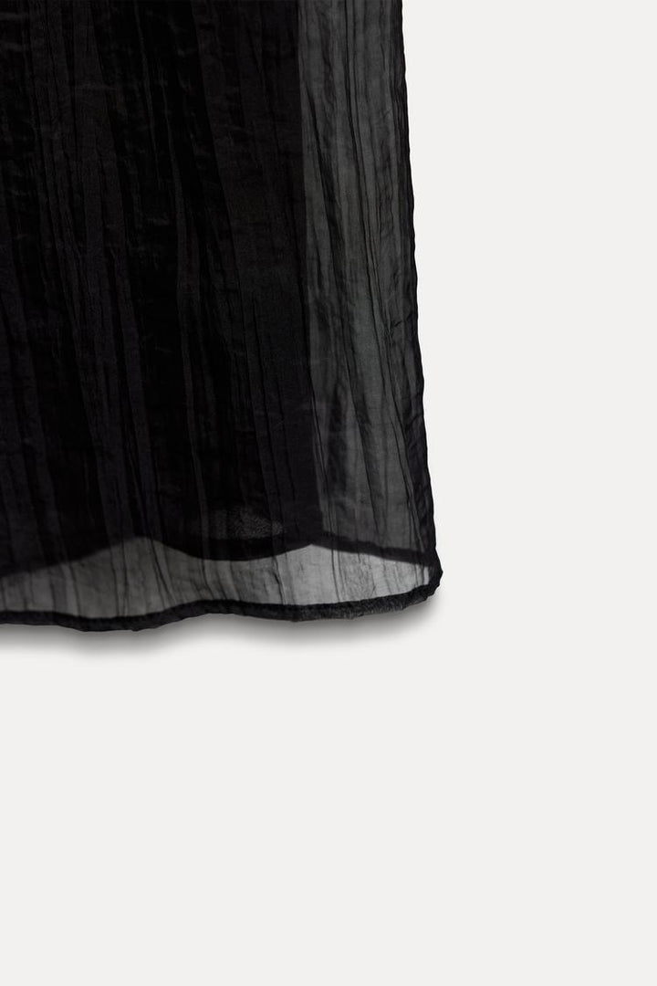 ZARA WRINKLED EFFECT MIDI SKIRT