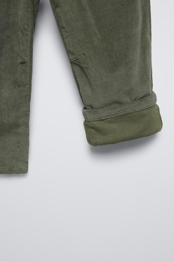 Zara LINED FINE WALE CORDUROY PANTS