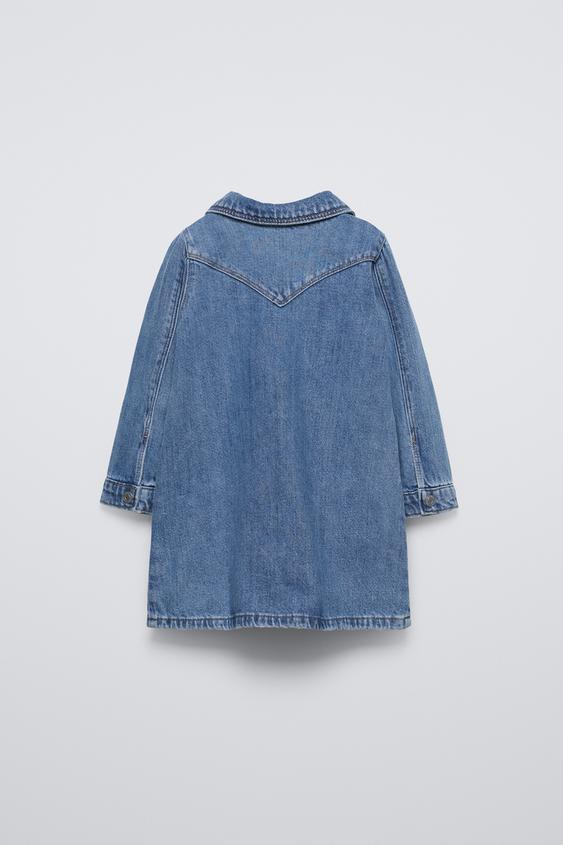 Zara DENIM EMBROIDERED DRESS