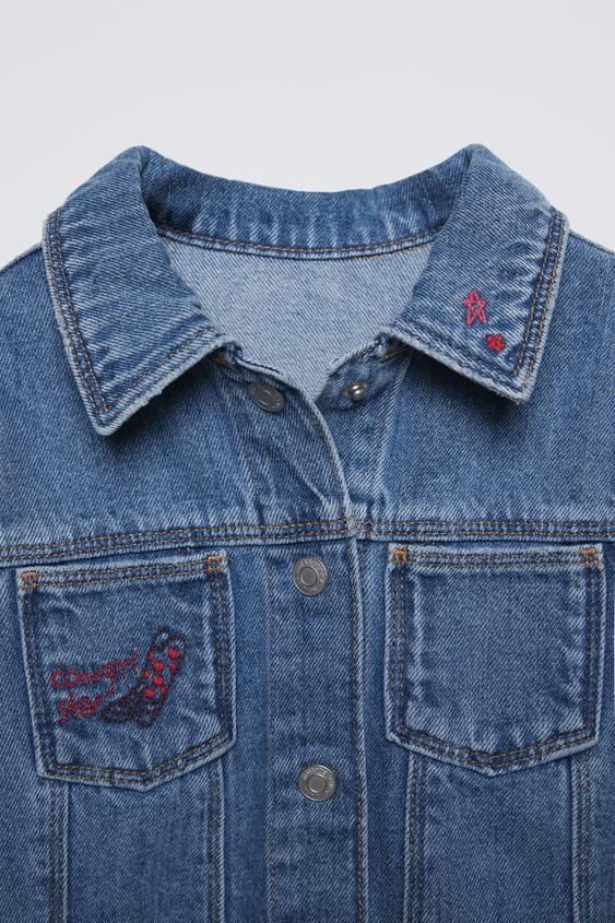 Zara DENIM EMBROIDERED DRESS