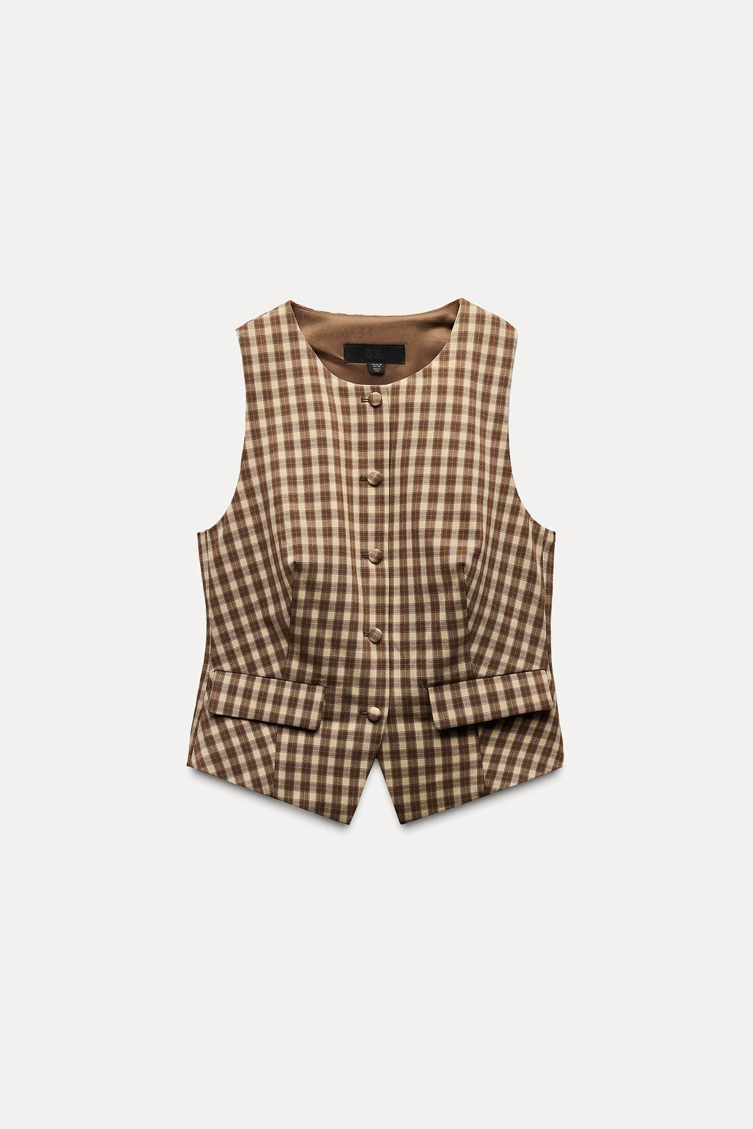 ZARA CHECKERED FITTED VEST TOP