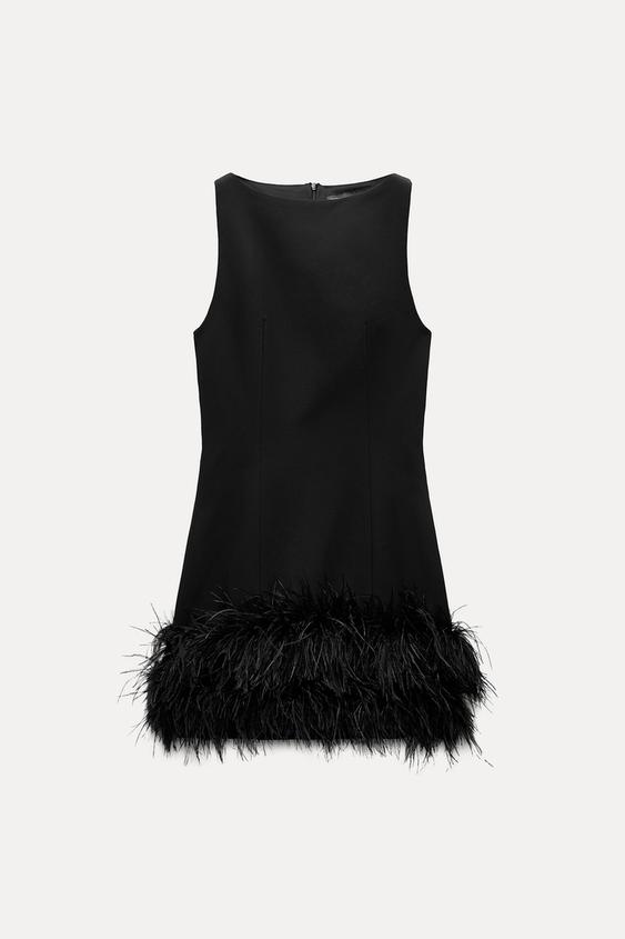 Zara STRETCHY FEATHER DRESS