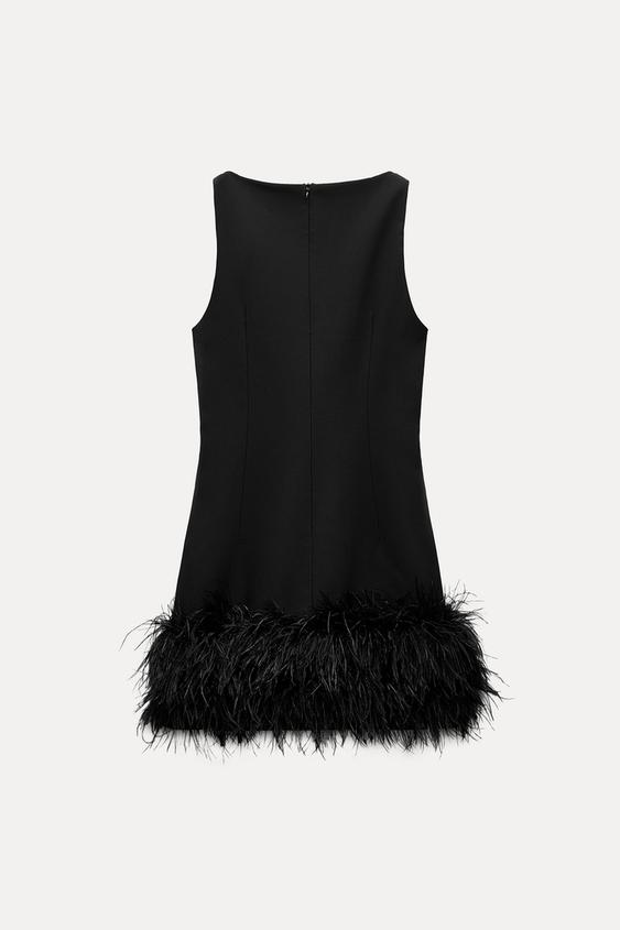 Zara STRETCHY FEATHER DRESS