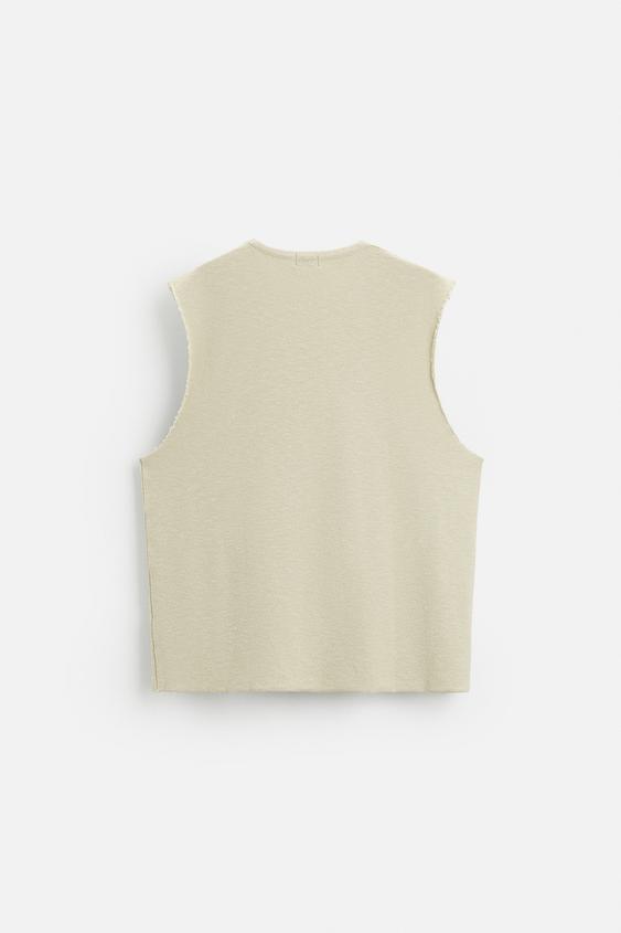 Zara TEXTURED PRINT KNIT T-SHIRT