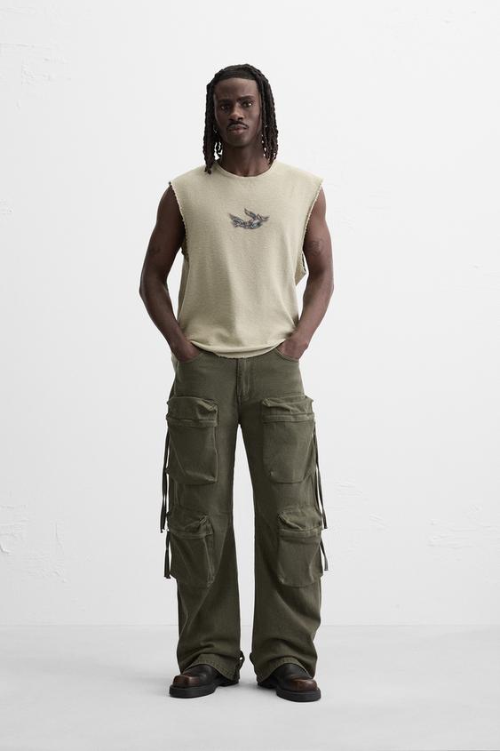 Zara TEXTURED PRINT KNIT T-SHIRT