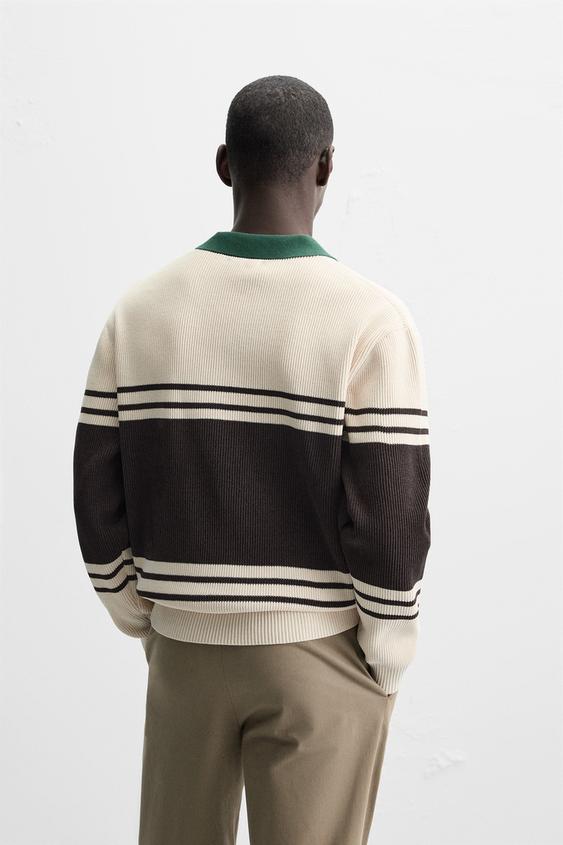 Zara TEXTURED KNIT POLO SHIRT