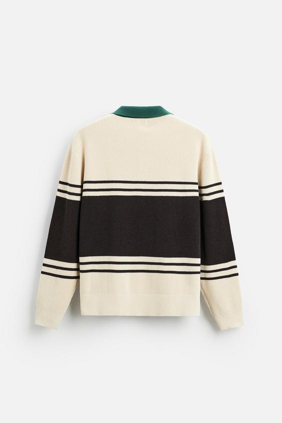 Zara TEXTURED KNIT POLO SHIRT