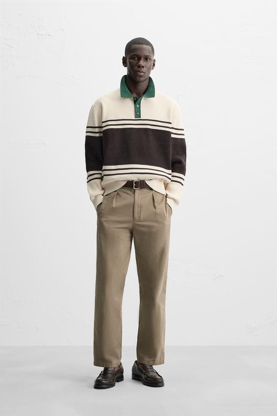 Zara TEXTURED KNIT POLO SHIRT
