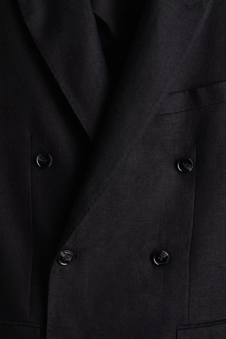 H&M Relaxed-Fit Double-Breasted Linen-Blend Jacket