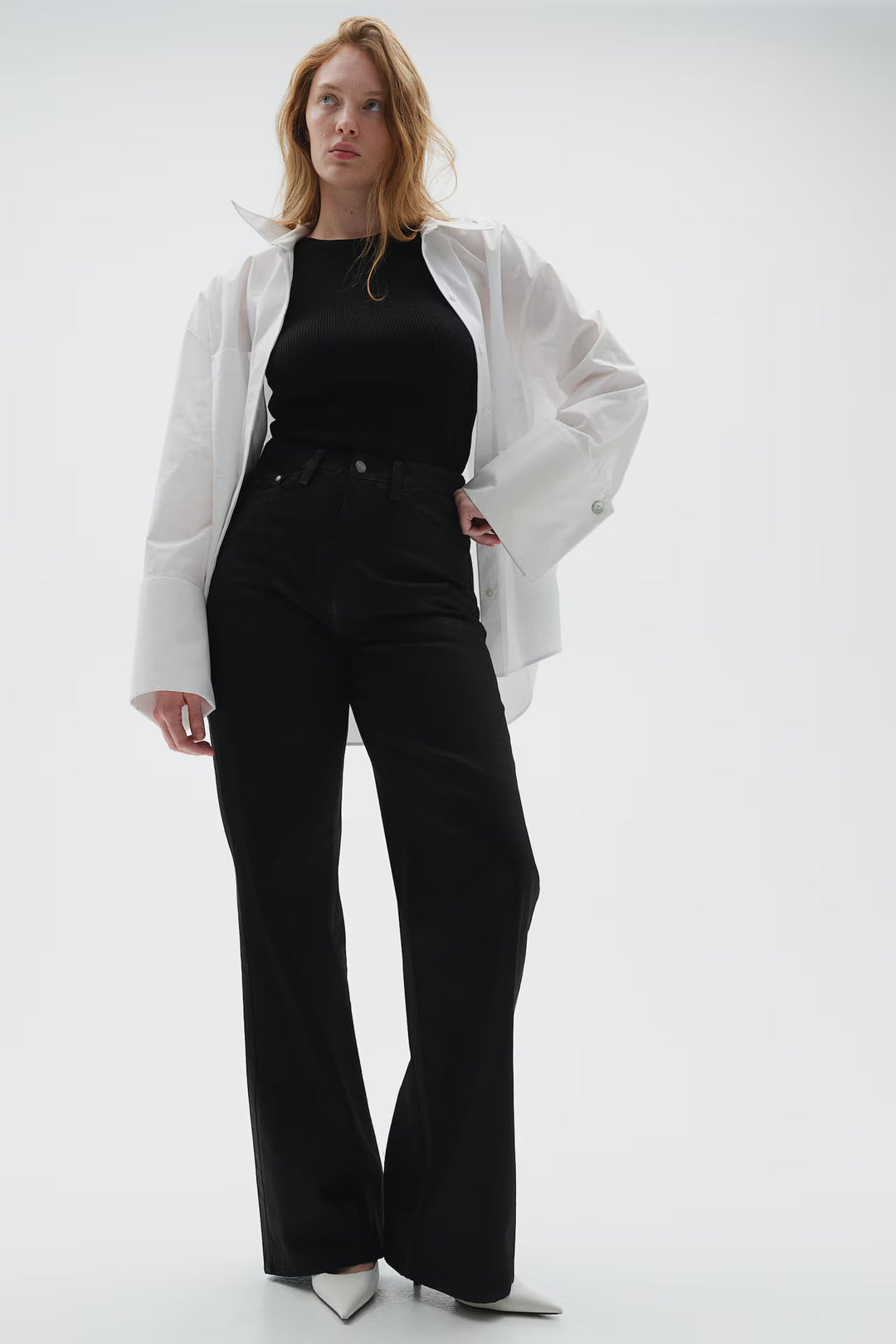 H&M Curvy Fit Wide Ultra High Jeans