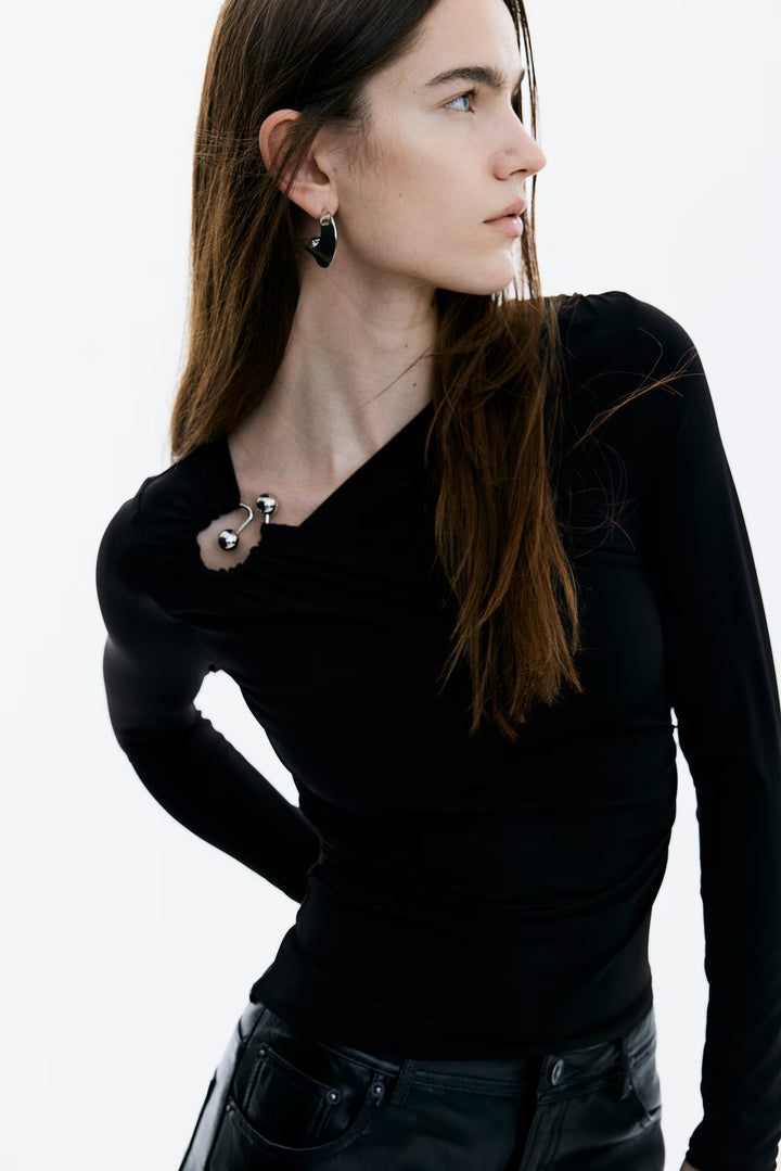 H&M Draped-Detail Jersey Top