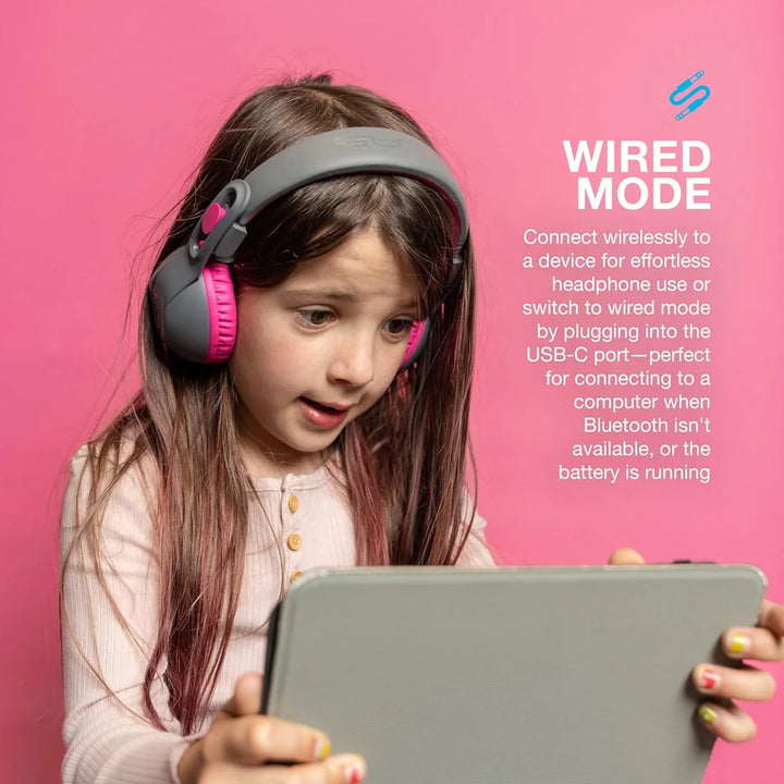 JLab JBuddies Studio 2 Wireless Headphones- Gray/Pink