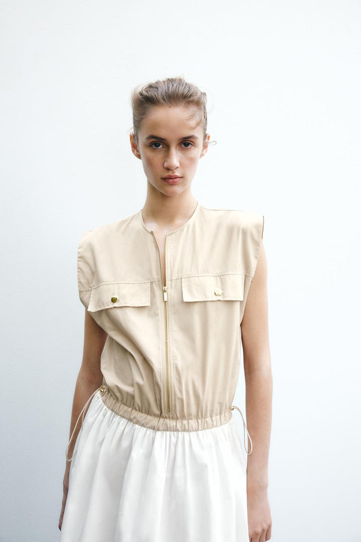 ZARA COMBINATION POPLIN DRESS