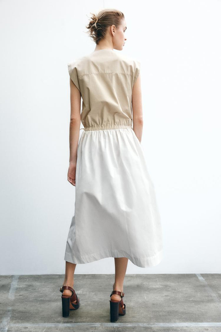 ZARA COMBINATION POPLIN DRESS