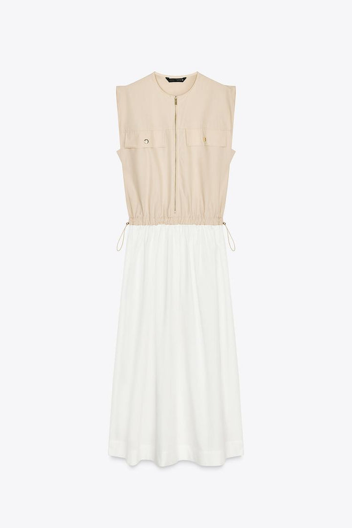 ZARA COMBINATION POPLIN DRESS